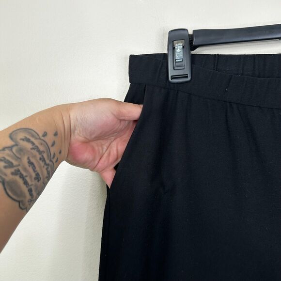 EILEEN FISHER Pants Size Small P Crepe Pull On Elastic Waist Black Pockets - Picture 5 of 9
